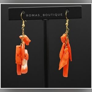 Elegant Coral Dangle Hook Earrings